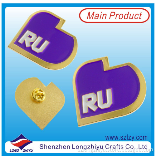Unique Design Gold Metal Label Badge with Purple Enamel (LZY-10000379)